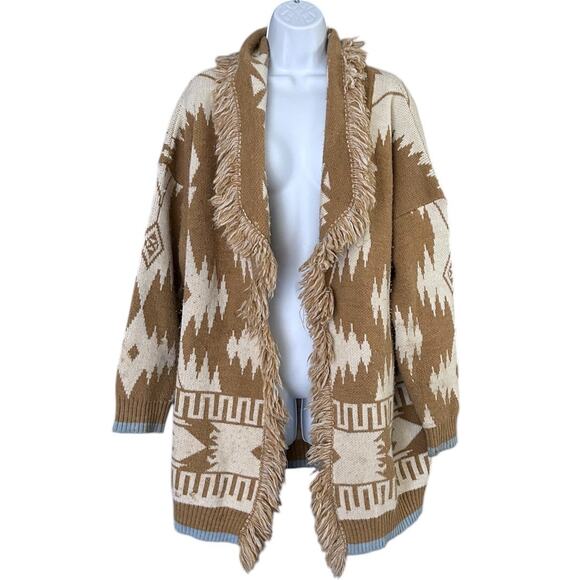 Cocogio Wool Blend Sweater Jacket Women’s M Southwestern Fringe Open Front Warm - Picture 1 of 5